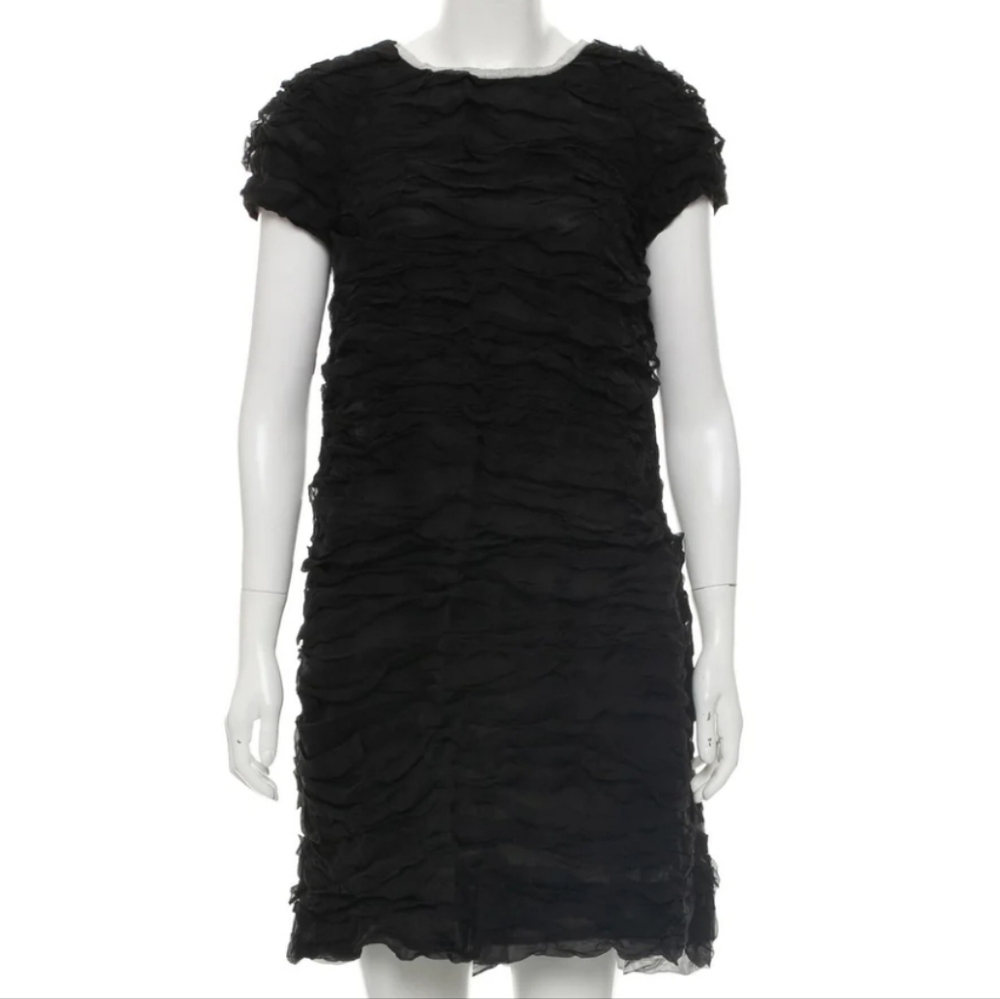 Chloe Black Textured Mini Silk Dress